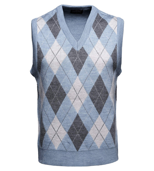 Guv'nors Mens Knitted Sleeveless Tank Top V Neck Knitted Slipover Diamond Pattern