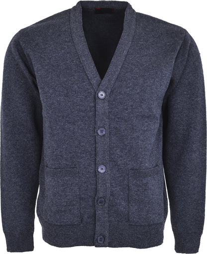Men Knitted Cardigan Front Opening Button V Neck Winter Warm Long Sleeve Plan Sweater with Pockets S to 6XL