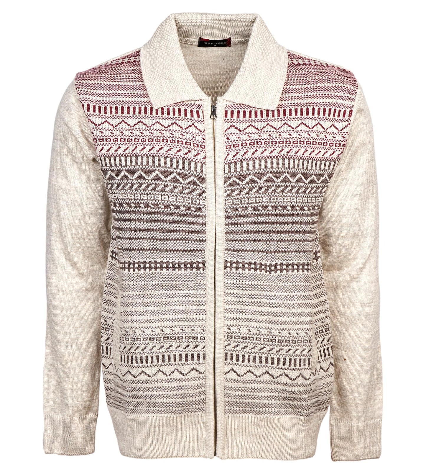 Men Zipper Cardigans Knitted Collar Neck Sweater Regular Fit Long Sleeve Front Pockets Classic Style S to 2XL
