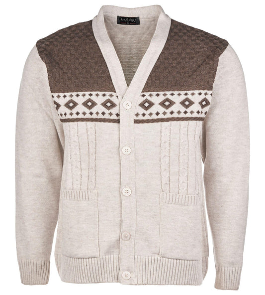 Men's Big & Tall Knitted Cardigan V-Neck Full Button Front Long Sleeve Sweater (Sizes 3XL to 6XL)
