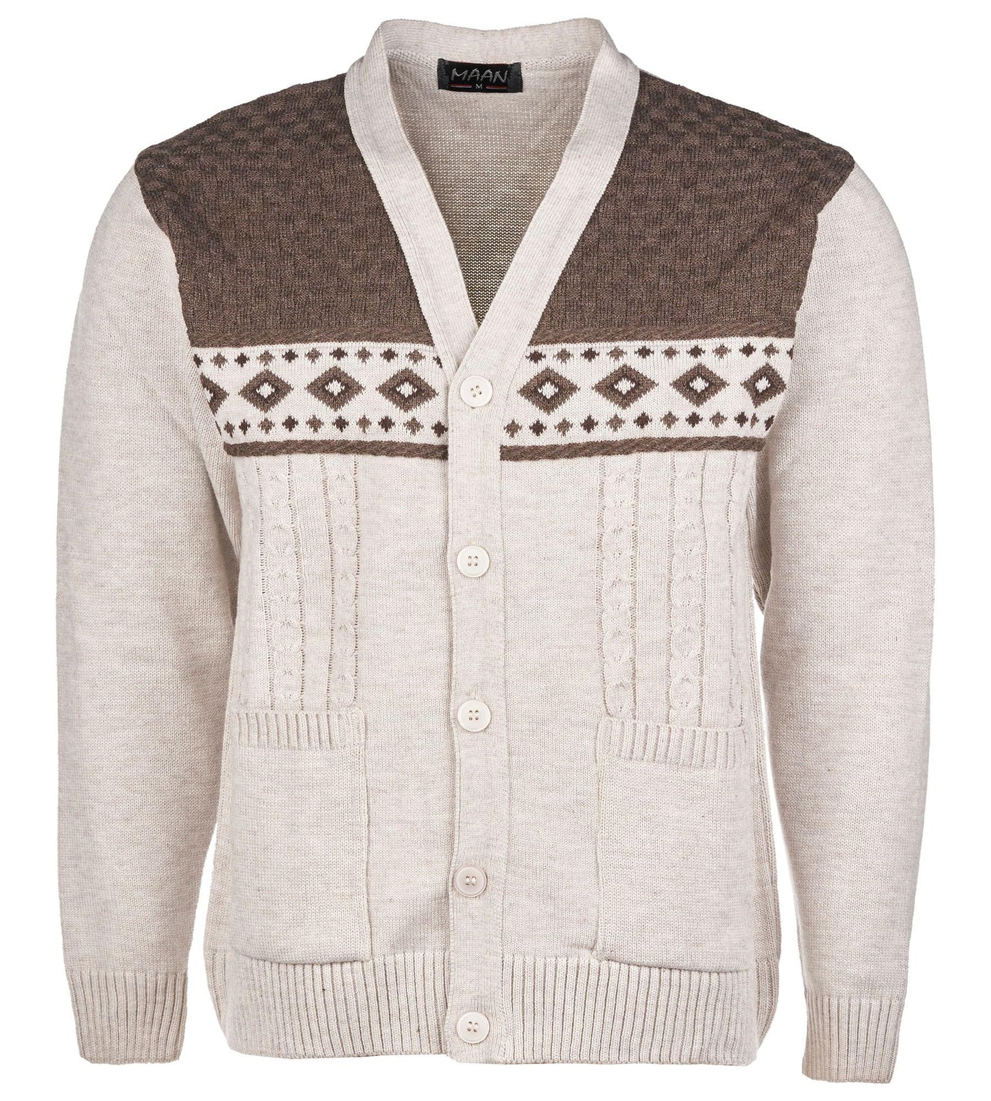 Men's Big & Tall Knitted Cardigan V-Neck Full Button Front Long Sleeve Sweater (Sizes 3XL to 6XL)