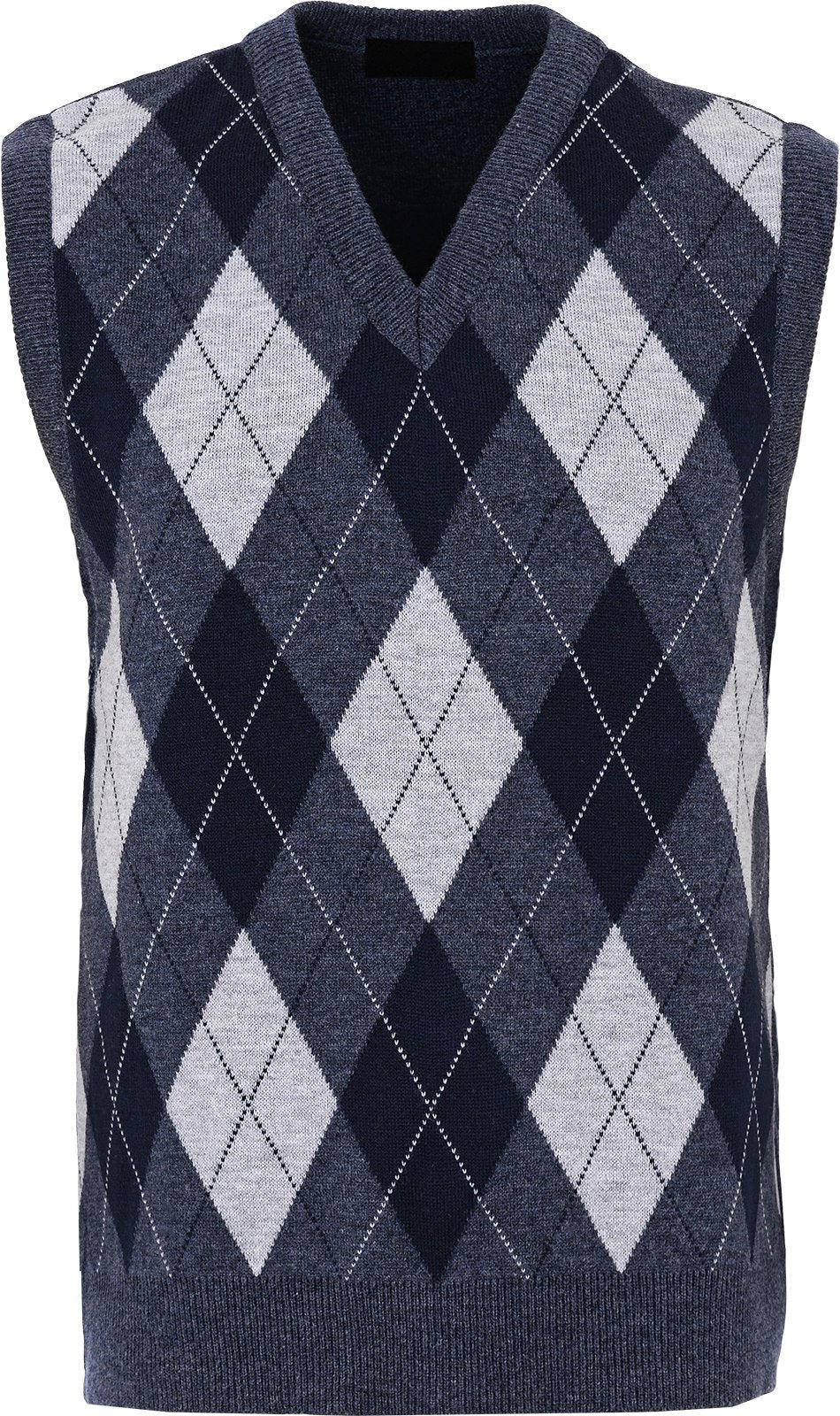 Guv'nors Mens Knitted Sleeveless Tank Top V Neck Knitted Slipover Diamond Pattern