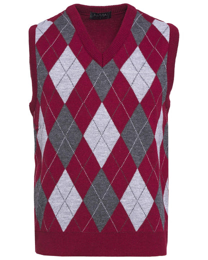 Guv'nors Mens Knitted Sleeveless Tank Top V Neck Knitted Slipover Diamond Pattern