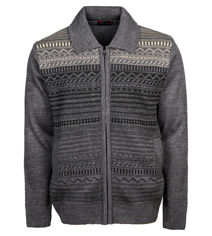 Men Zipper Cardigans Knitted Collar Neck Sweater Regular Fit Long Sleeve Front Pockets Classic Style S to 2XL