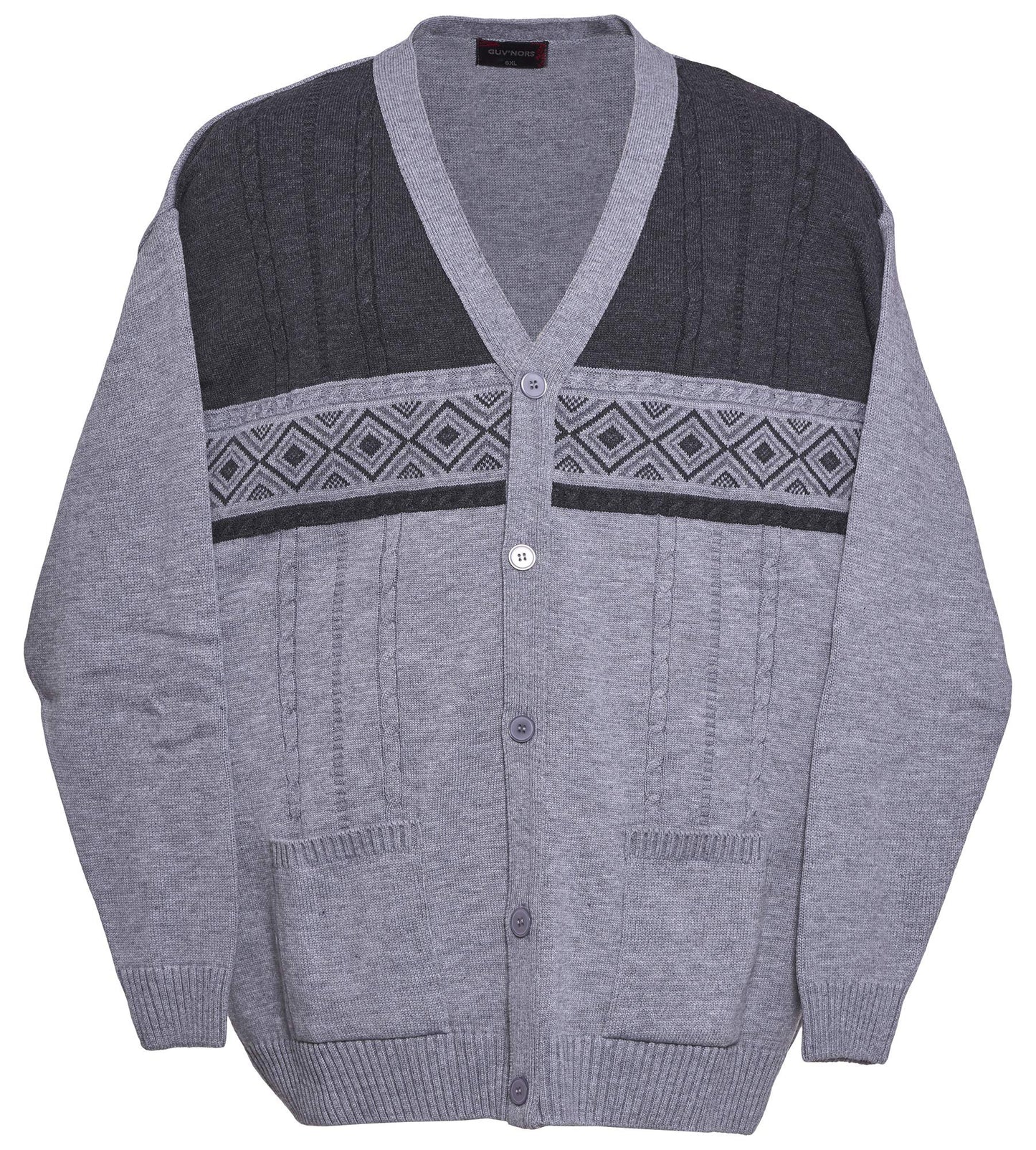 Men's Big & Tall Knitted Cardigan V-Neck Full Button Front Long Sleeve Sweater (Sizes 3XL to 6XL)