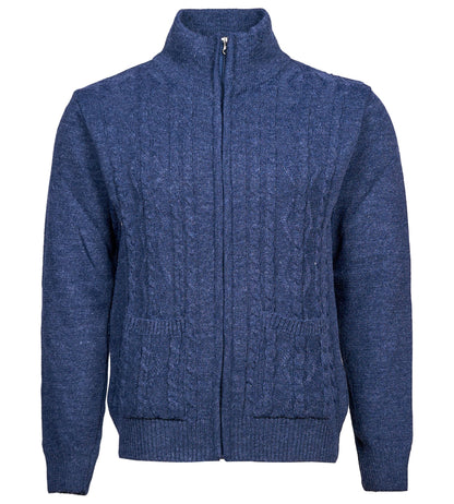Men's Knitted Cardigan High Neck Full Zip Front Long Sleeve with Two Pockets