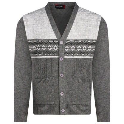 Men's Big & Tall Knitted Cardigan V-Neck Full Button Front Long Sleeve Sweater (Sizes 3XL to 6XL)