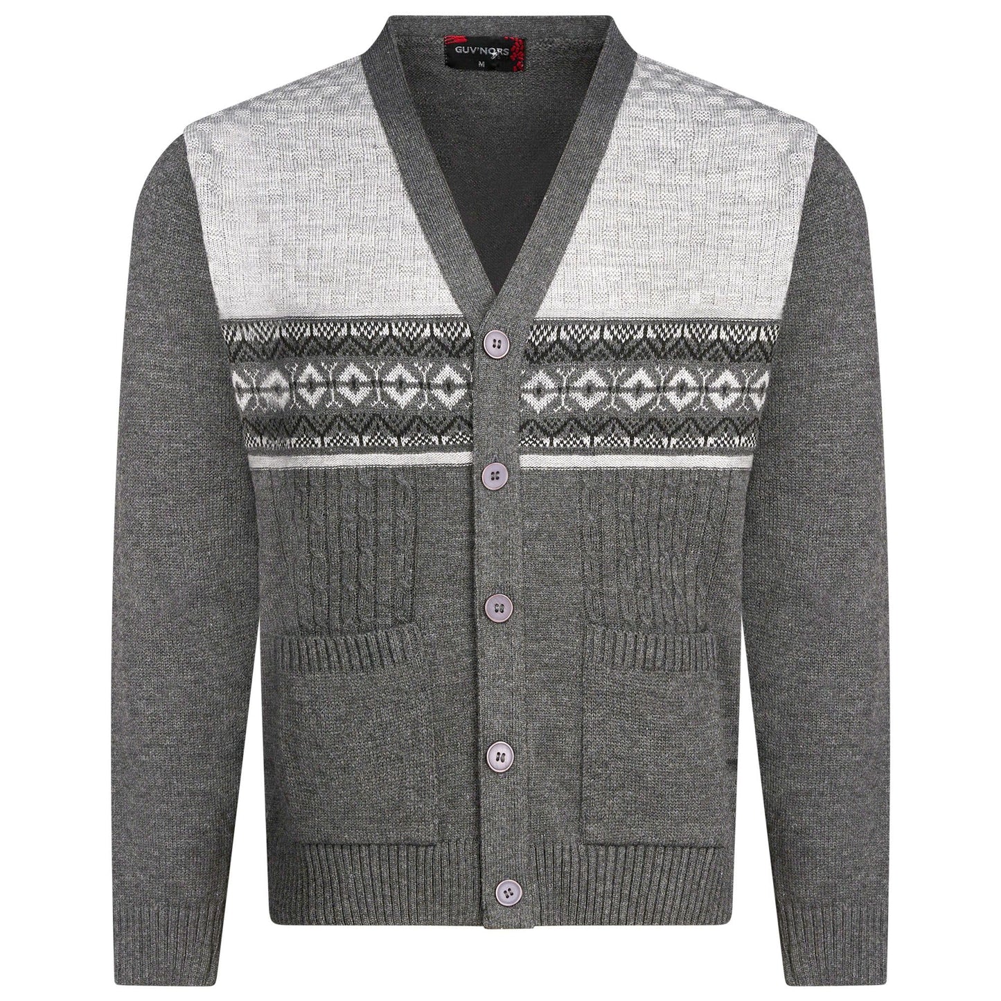 Men's Big & Tall Knitted Cardigan V-Neck Full Button Front Long Sleeve Sweater (Sizes 3XL to 6XL)