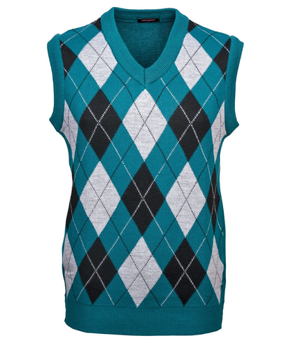 Guv'nors Mens Knitted Sleeveless Tank Top V Neck Knitted Slipover Diamond Pattern