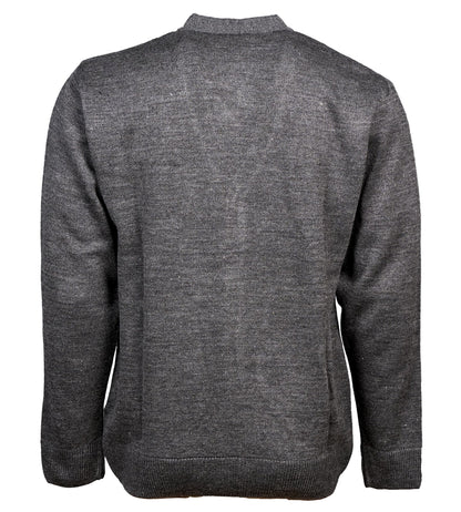 Maan Store Men's V Neck Knitted Cardigan Chunky Cable Long Sleeve Front Pockets and Button Closure