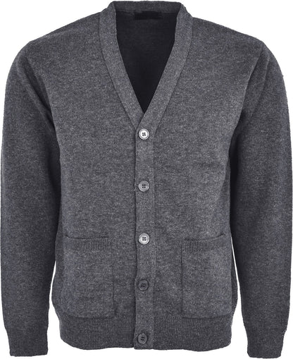 Men Knitted Cardigan Front Opening Button V Neck Winter Warm Long Sleeve Plan Sweater with Pockets S to 6XL