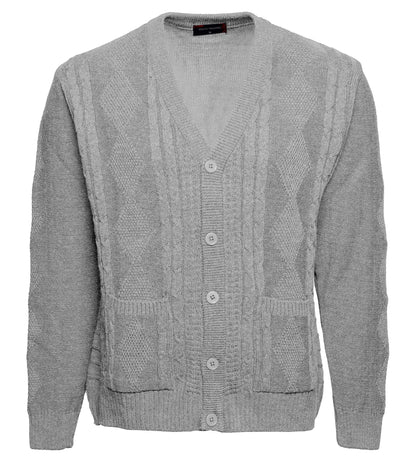 Men V Neck Button Cardigan Long Sleeve Pockets