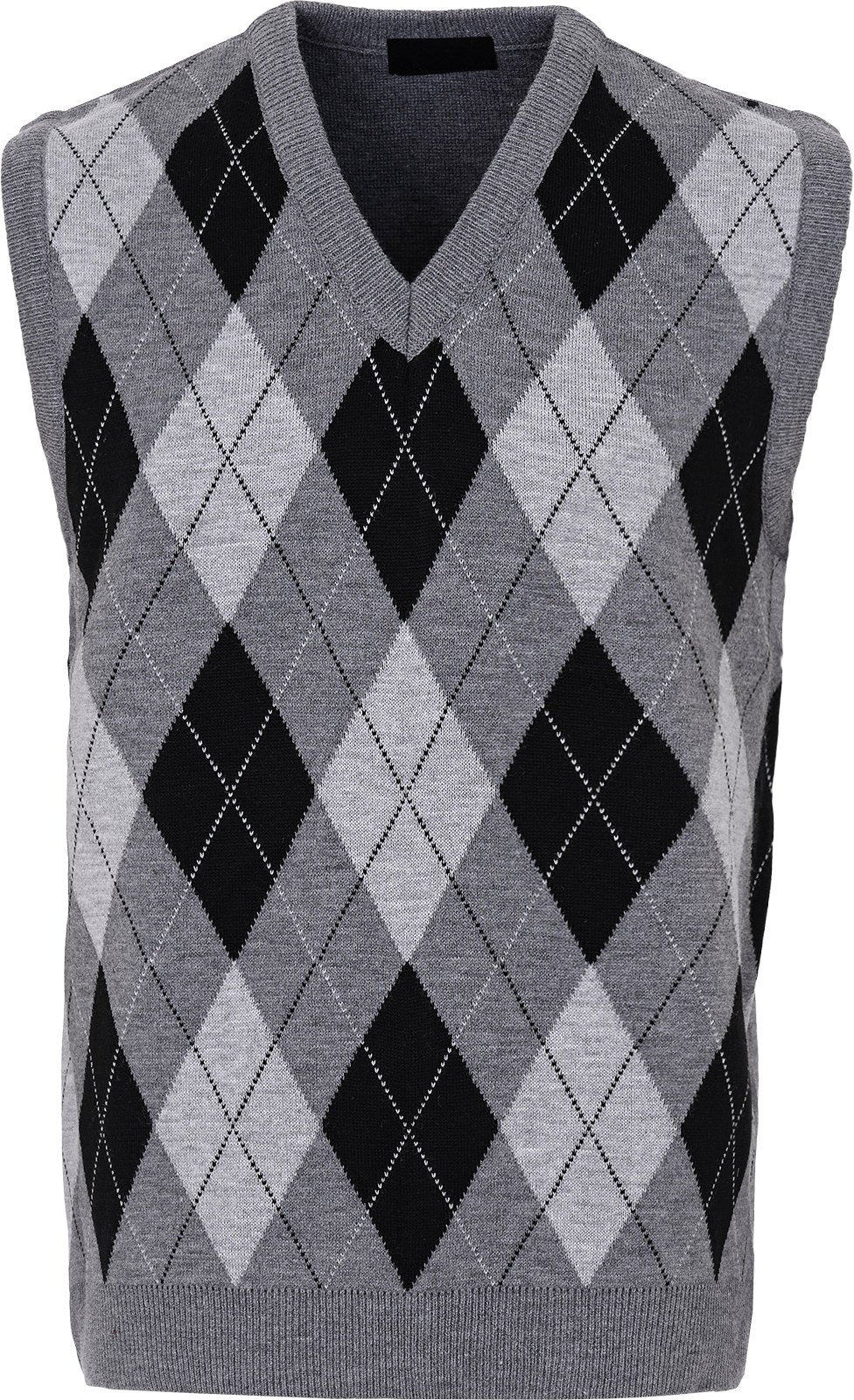Guv'nors Mens Knitted Sleeveless Tank Top V Neck Knitted Slipover Diamond Pattern