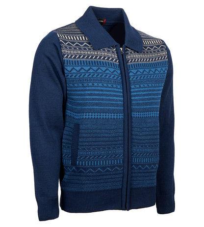 Men Zipper Cardigans Knitted Collar Neck Sweater Regular Fit Long Sleeve Front Pockets Classic Style S to 2XL