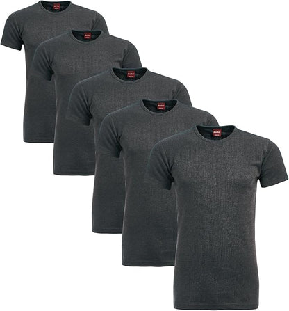 Maan Store Pack of 5 Mens Thermal Top Short Sleeve Heavy Duty Fabric Winter Underwear Top Crew Neck Under Shirt S to 2XL