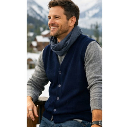 Men V Neck Sleeveless Cardigans Front Button Waistcoat With Pockets S to 6XL