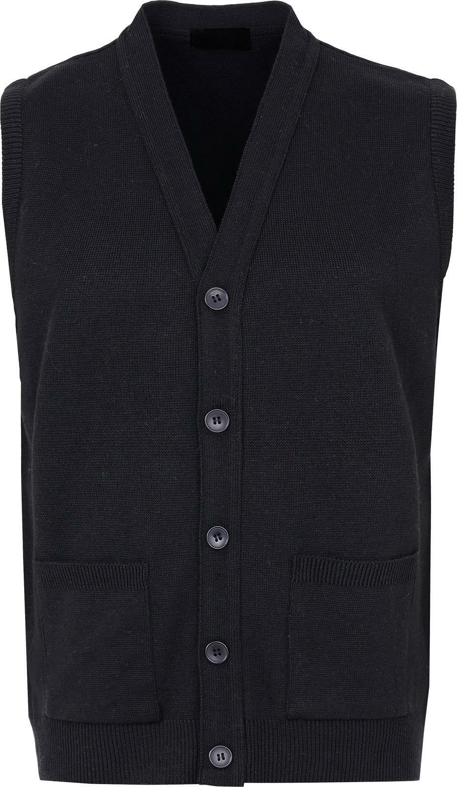 Men V Neck Sleeveless Cardigans Front Button Waistcoat With Pockets S to 6XL