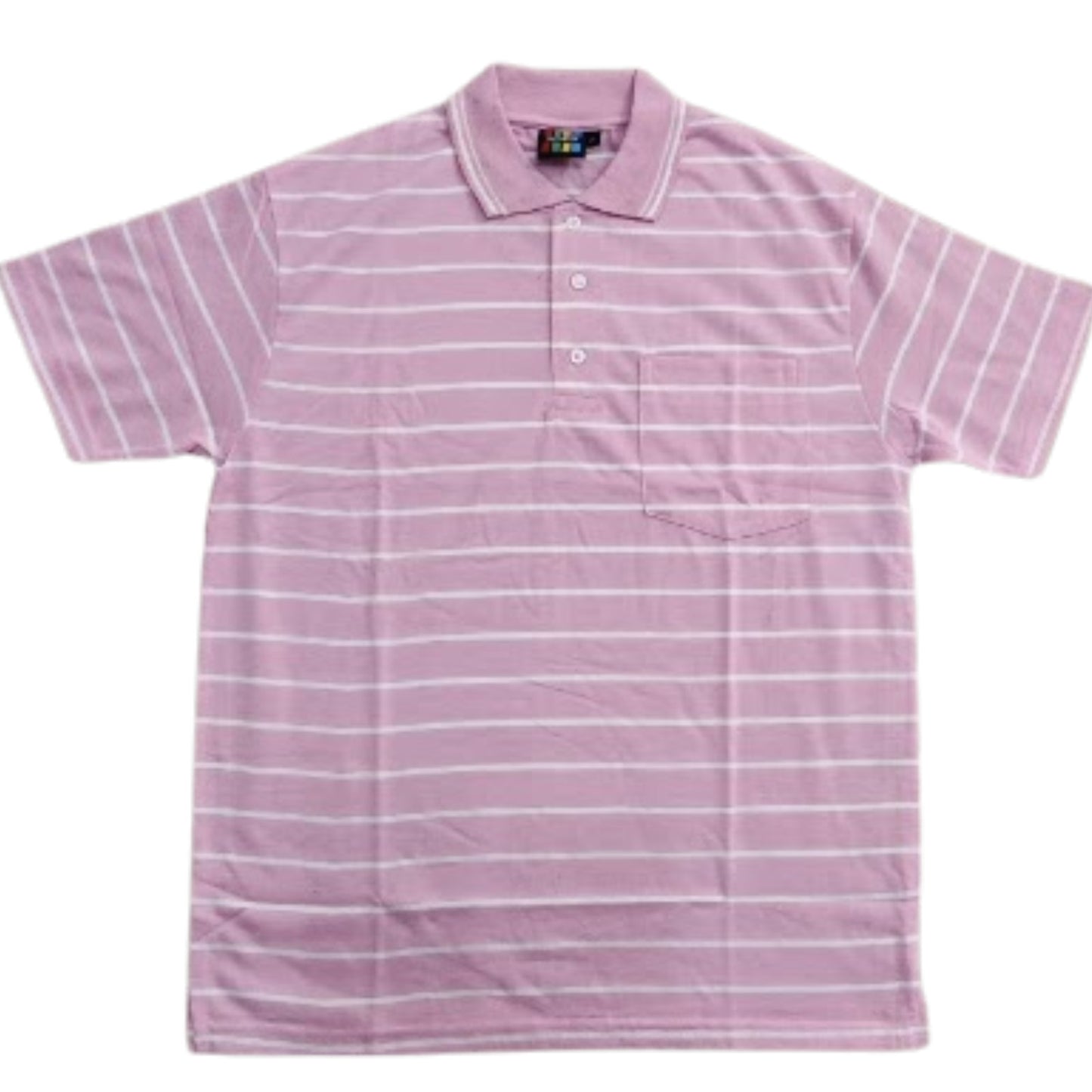 Men’s Polo Shirt Short Sleeve Collar Neck Horizontal Striped Summer Casual Golf