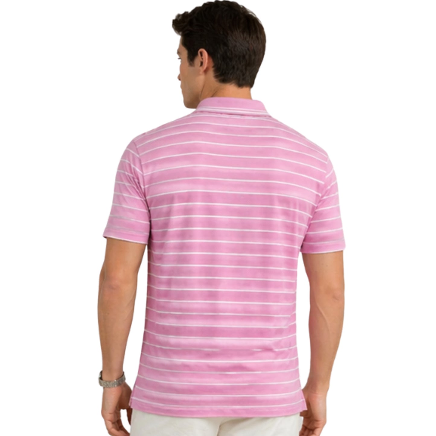 Men’s Polo Shirt Short Sleeve Collar Neck Horizontal Striped Summer Casual Golf