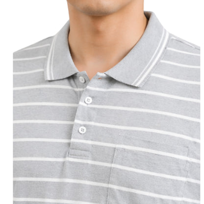 Men’s Polo Shirt Short Sleeve Collar Neck Horizontal Striped Summer Casual Golf