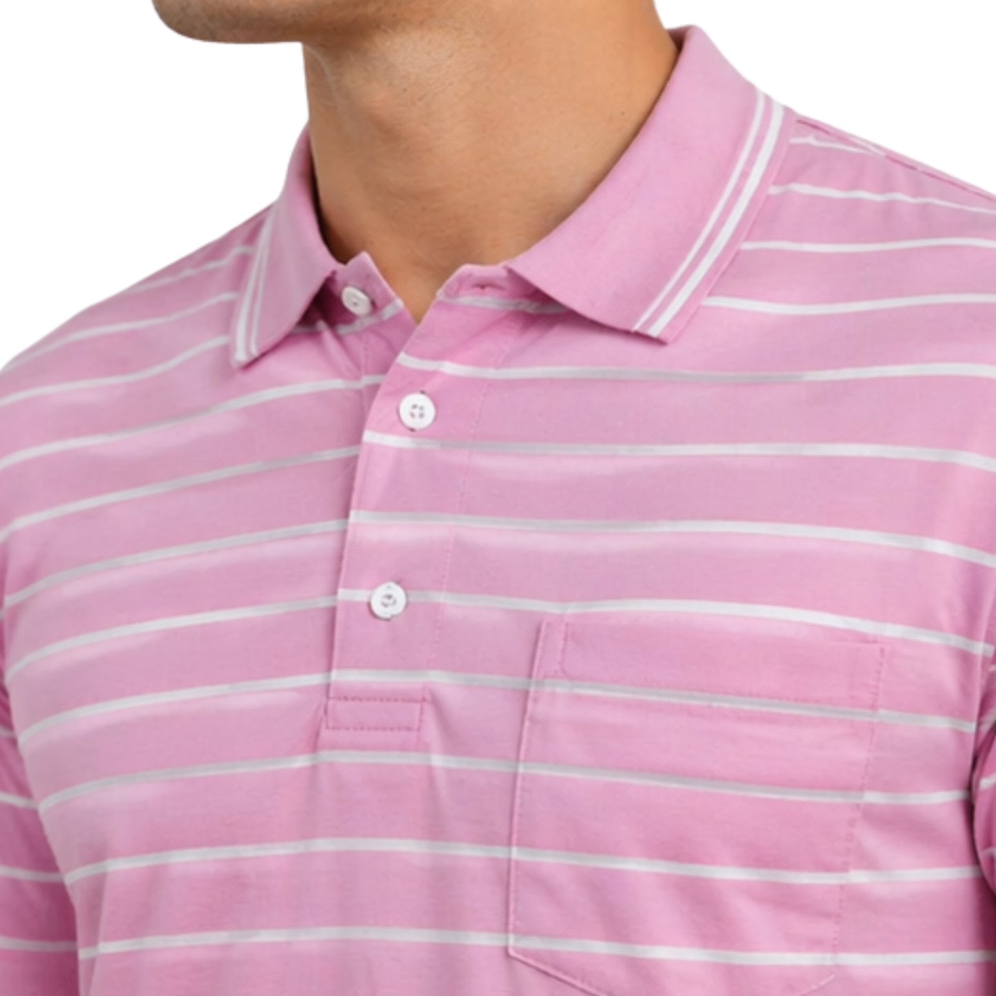 Men’s Polo Shirt Short Sleeve Collar Neck Horizontal Striped Summer Casual Golf
