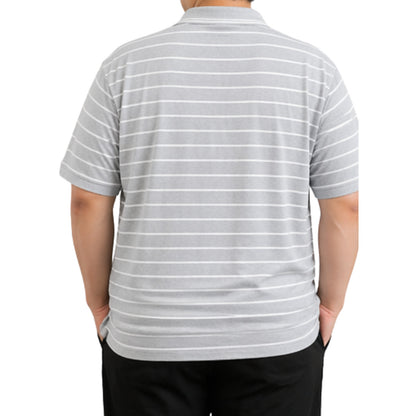 Men’s Polo Shirt Short Sleeve Collar Neck Horizontal Striped Summer Casual Golf