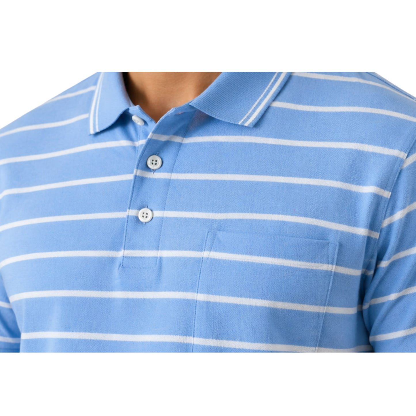 Men’s Polo Shirt Short Sleeve Collar Neck Horizontal Striped Summer Casual Golf