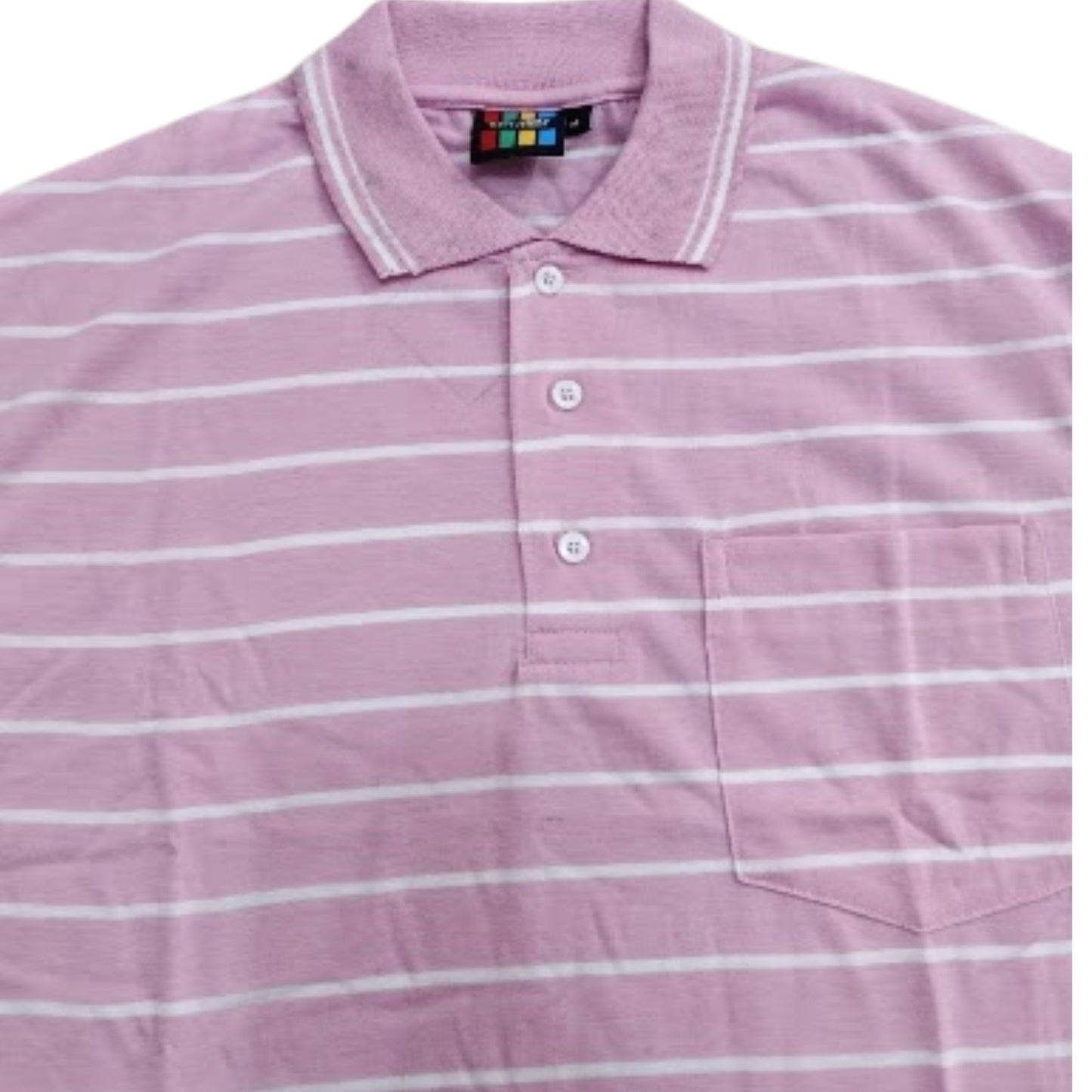 Men’s Polo Shirt Short Sleeve Collar Neck Horizontal Striped Summer Casual Golf