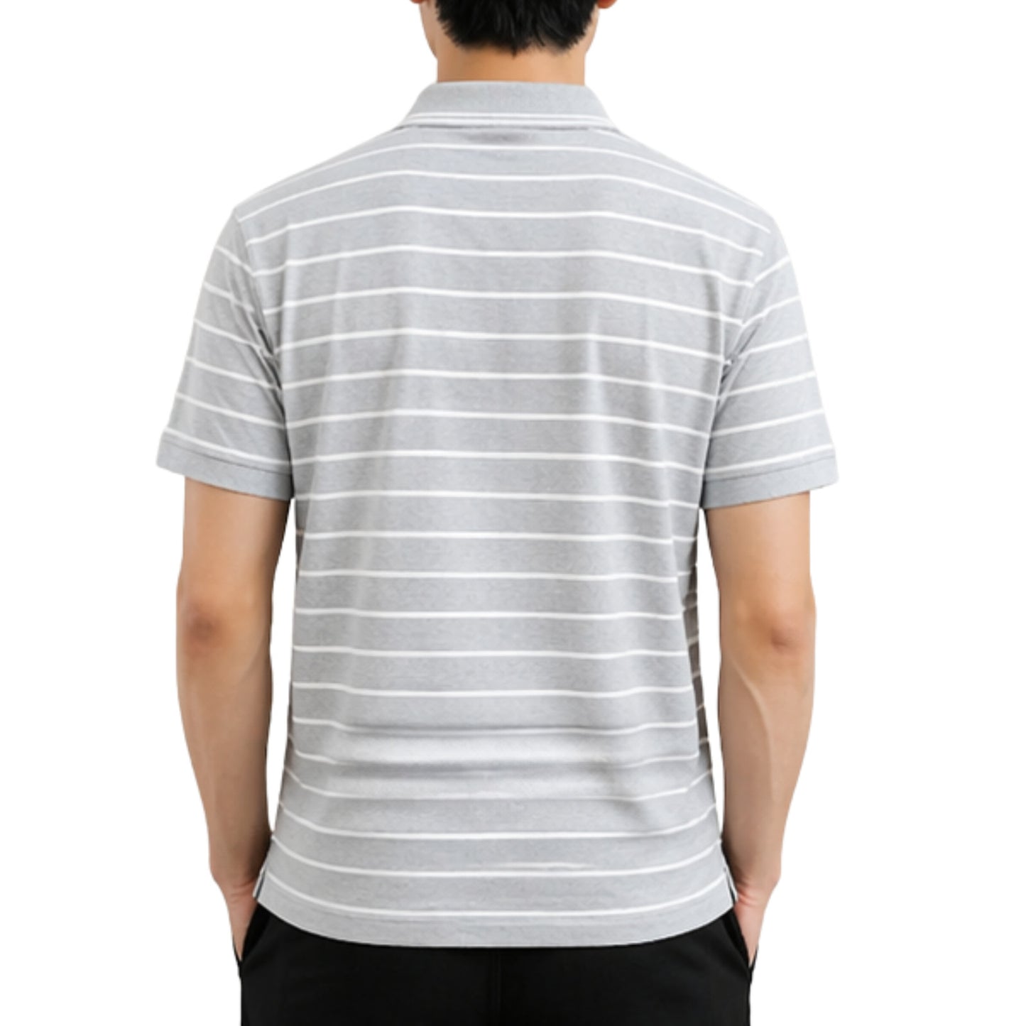 Men’s Polo Shirt Short Sleeve Collar Neck Horizontal Striped Summer Casual Golf