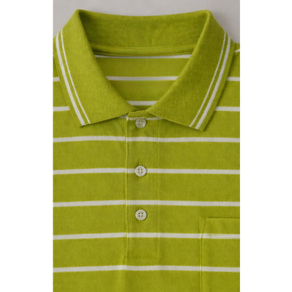 Men’s Polo Shirt Short Sleeve Collar Neck Horizontal Striped Summer Casual Golf