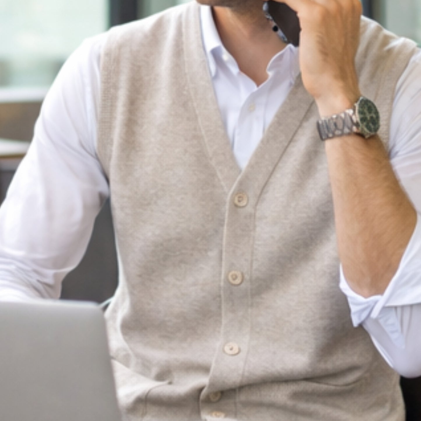 Men V Neck Sleeveless Cardigans Front Button Waistcoat With Pockets S to 6XL