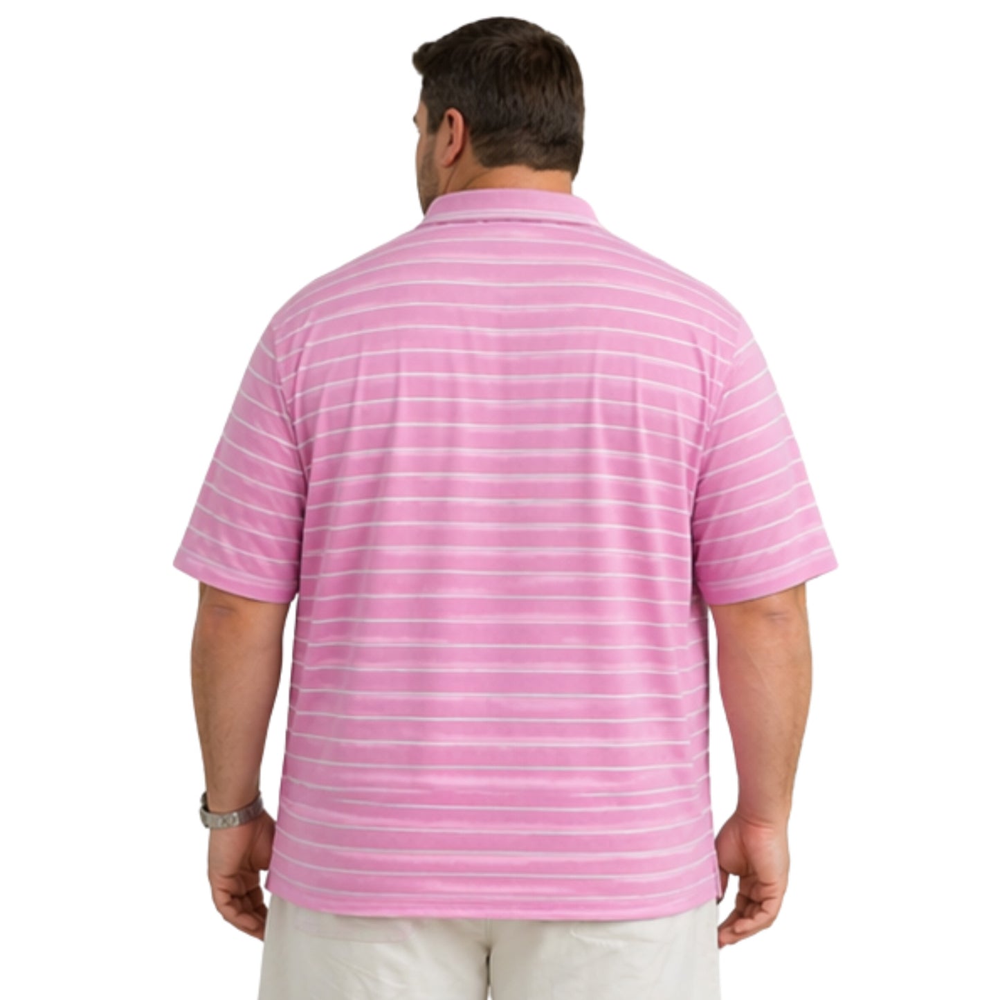 Men’s Polo Shirt Short Sleeve Collar Neck Horizontal Striped Summer Casual Golf