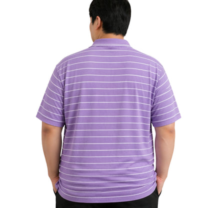 Men’s Polo Shirt Short Sleeve Collar Neck Horizontal Striped Summer Casual Golf