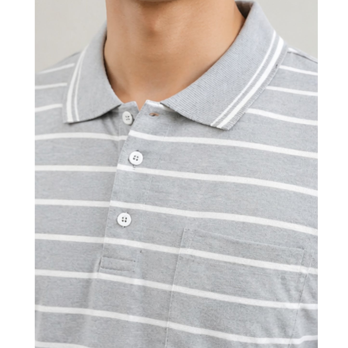 Men’s Polo Shirt Short Sleeve Collar Neck Horizontal Striped Summer Casual Golf