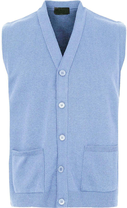 Men V Neck Sleeveless Cardigans Front Button Waistcoat With Pockets S to 6XL