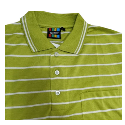 Men’s Polo Shirt Short Sleeve Collar Neck Horizontal Striped Summer Casual Golf