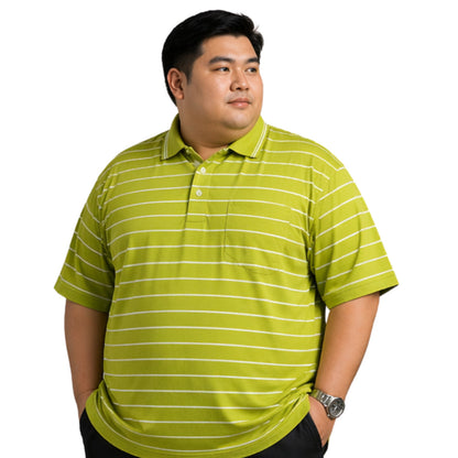 Men’s Polo Shirt Short Sleeve Collar Neck Horizontal Striped Summer Casual Golf