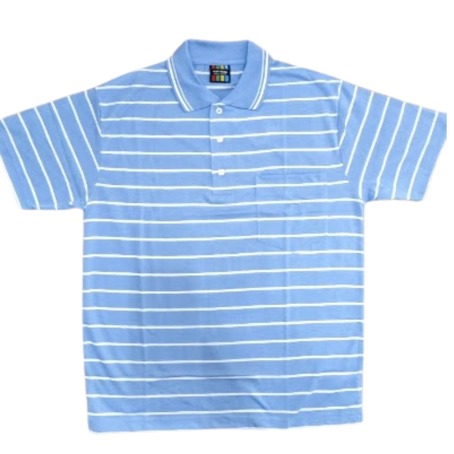 Men’s Polo Shirt Short Sleeve Collar Neck Horizontal Striped Summer Casual Golf