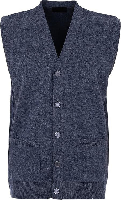 Men V Neck Sleeveless Cardigans Front Button Waistcoat With Pockets S to 6XL