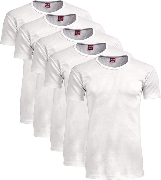 Maan Store Pack of 5 Mens Thermal Top Short Sleeve Heavy Duty Fabric Winter Underwear Top Crew Neck Under Shirt S to 2XL